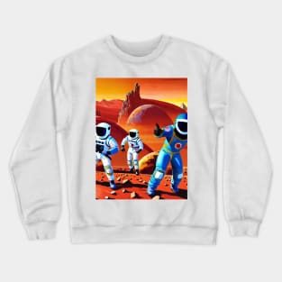 Retro Astronauts on Mars Crewneck Sweatshirt